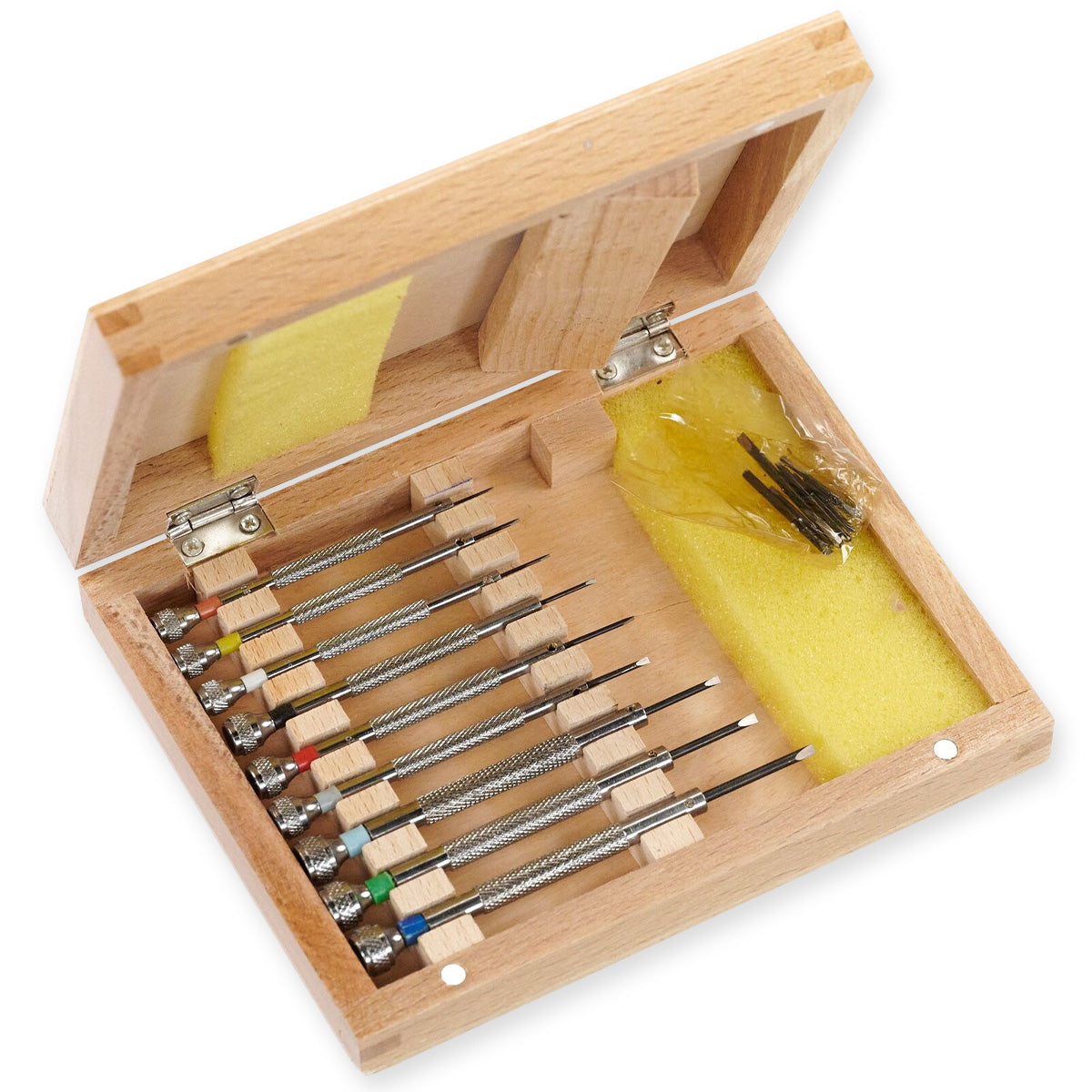 VALUE Watchmakers Screwdrivers Set Wood Box Case Repair Tool Spare Blades Watch