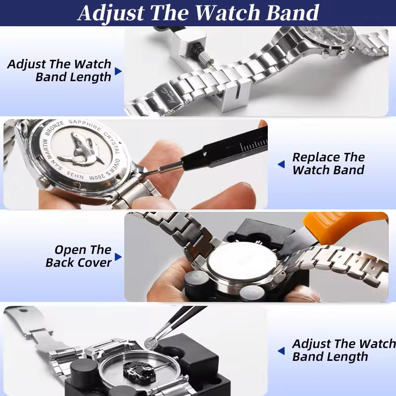 Watch Repair Tool Kit Watchmakers Battery & Strap Case Opener Links